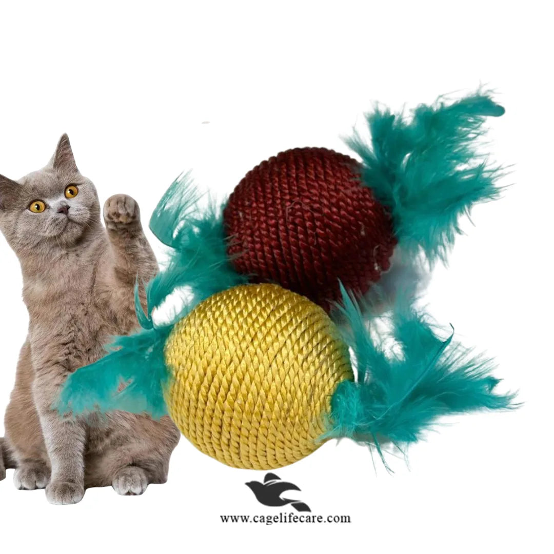 Cat Rope Ball Cat Fur Rope Ball Toy – Interactive Chew & Play for Cats – Cage Life Care