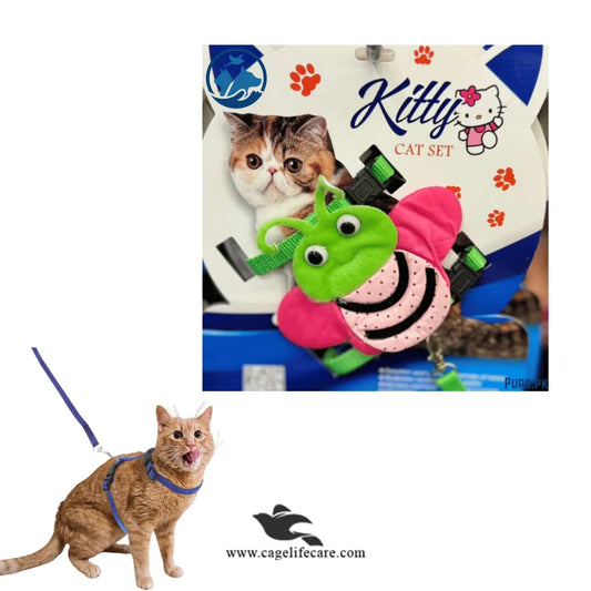 Cat Harness with Leash – Bug Design