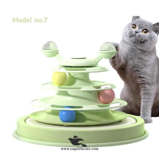 Cat Orbit Track Tower Toy with Rotating Balls
