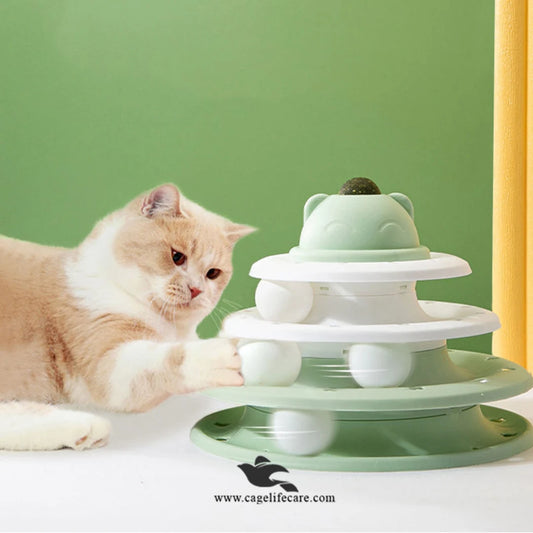 Interactive 3-Layer Cat Track Tower for Kittens and Adult Cats