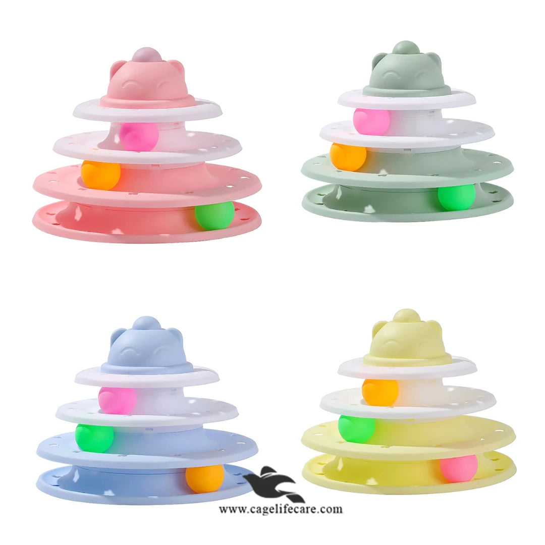 Pyramid Track Cat Pyramid Track Toy – 3-Layer Interactive Tower with Rolling Balls ...