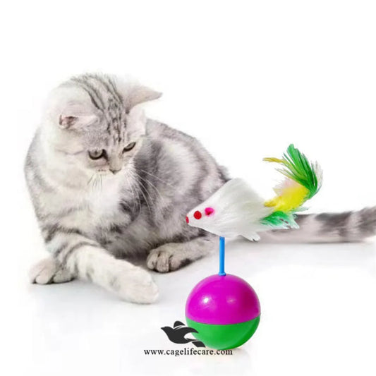 Cat Tumbler Ball Toy with Feather Mouse