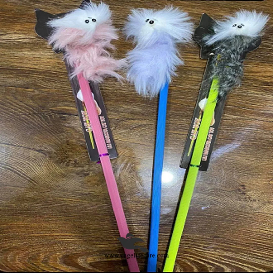 Cat Playing with Feather Toy Stick