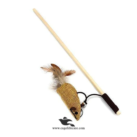 Interactive Cat Wand for Hunting Instincts – Wooden Play Stick