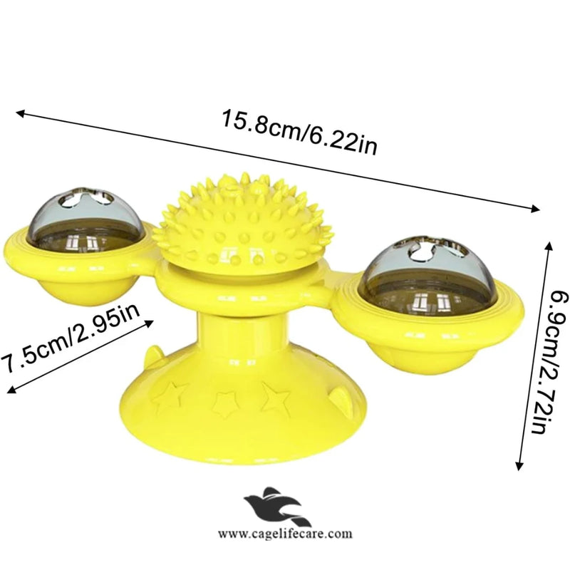 Cat Windmill Toy With Catnip & Light – Rotating Spinning Interactive Toy for Cats