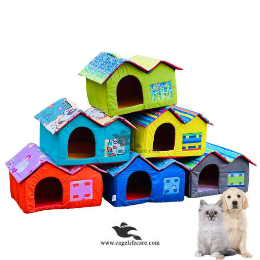 Cat & Dog Double Hut House – Large Soft Washable Bed for Pets