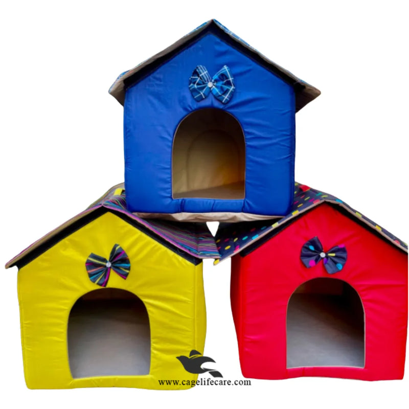 Cozy Hideaway Pet Bed For Cats & Dogs - House Hut Shape