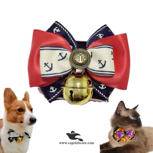 Cat & Puppy Bow with Bell – Fashionable Collar Accessory (Imported)