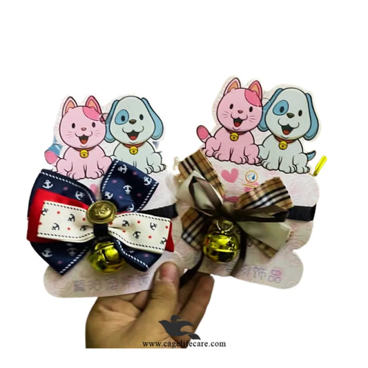 Cat & Puppy Bow with Bell – Fashionable Collar Accessory (Imported)