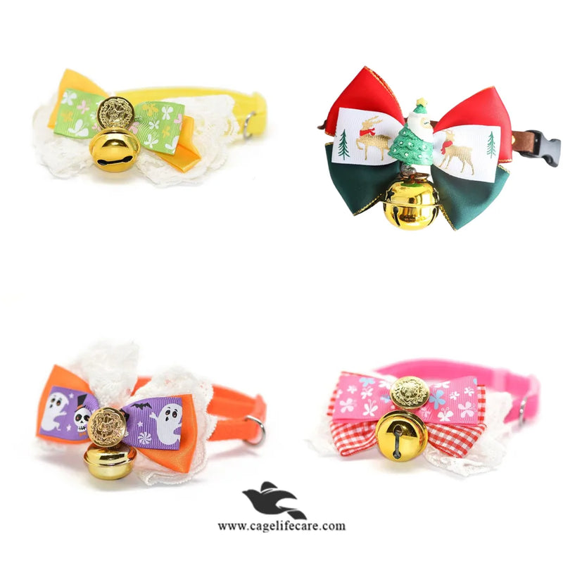 Cat & Puppy Bow with Bell – Fashionable Collar Accessory (Imported)