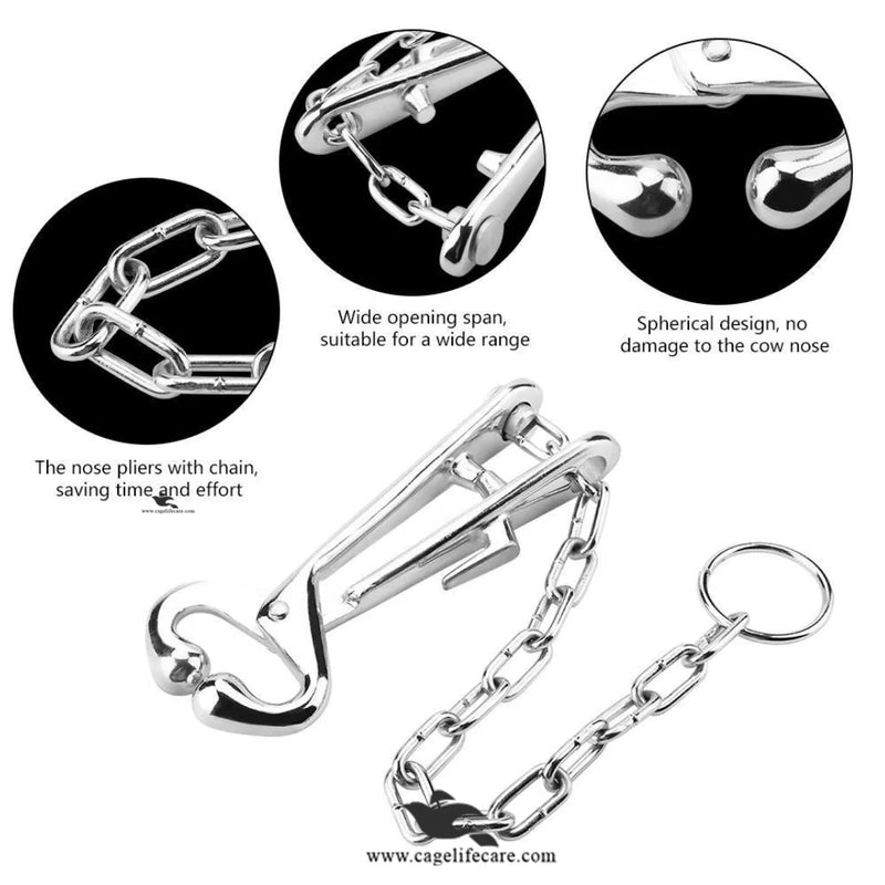 Cattle Bull Nose Holder – Heavy-Duty Bull Holder with Chain for Safe Livestock Handling