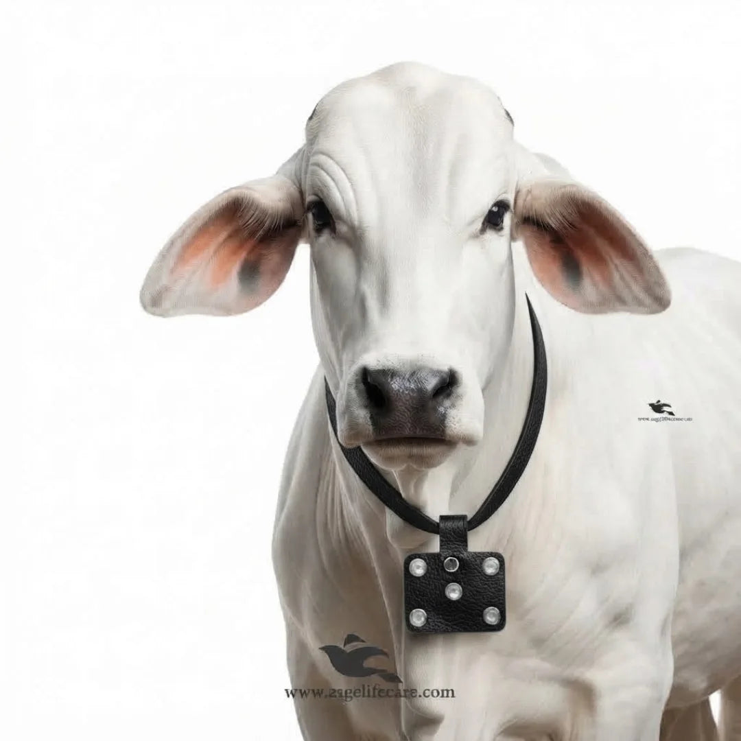 Cattle cow black leather necklace square shape