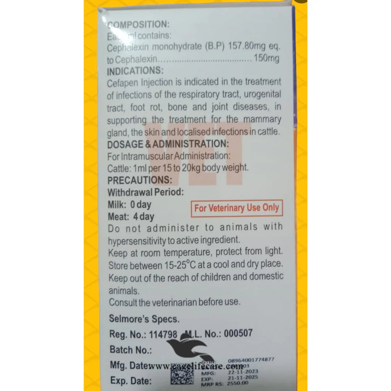 Cefapen 15% Injection – Broad Spectrum Antibiotic for Cattle