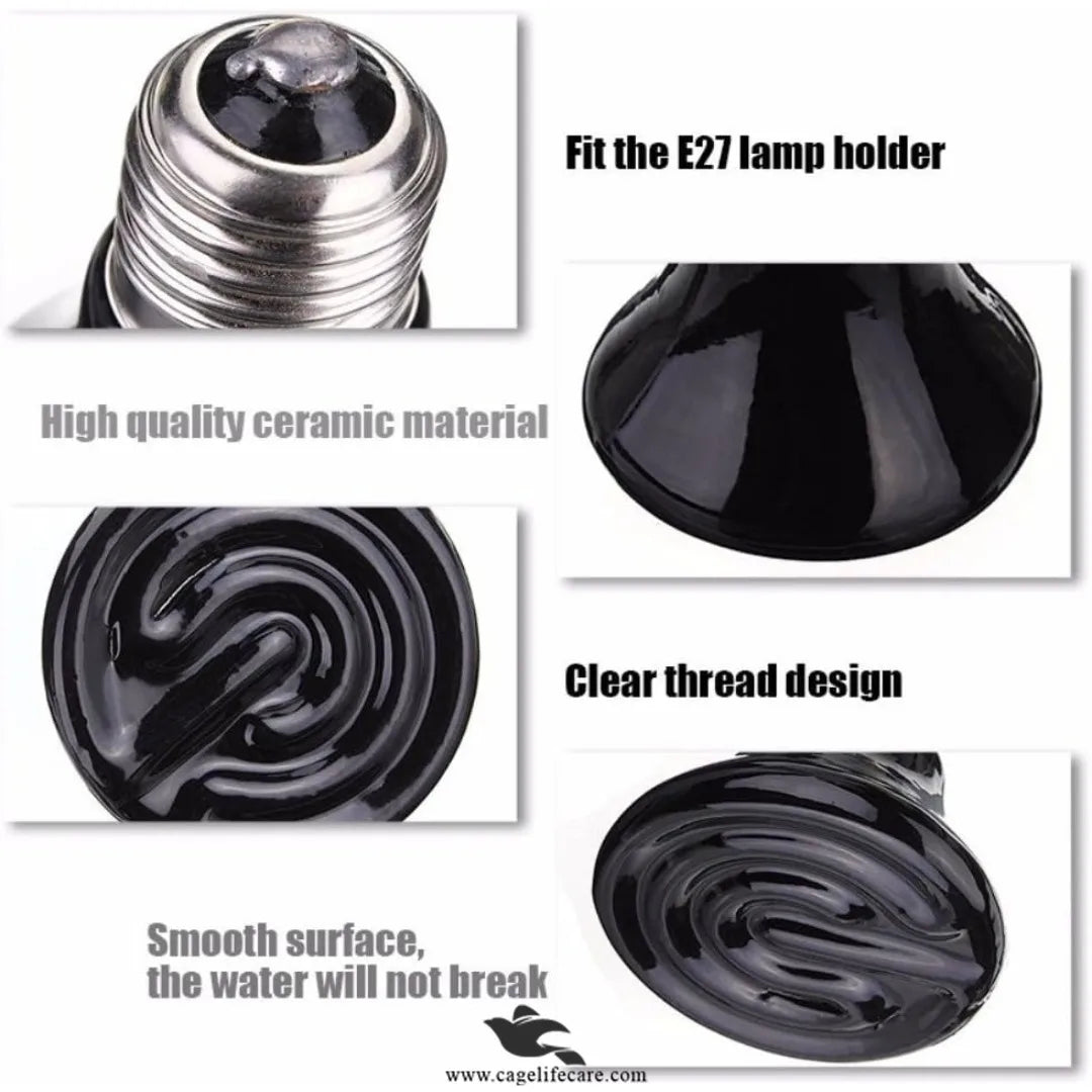 Ceramic Heat Emitter 100W - No-Light Heat for Birds & Pets Features