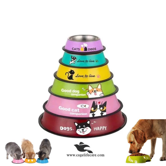Colour steel feeding bowl for cats and dogs in various sizes