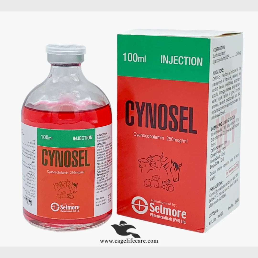 Cynosel Injection Vitamin B12 (Cyanocobalamin) Supplement for Livets Cage Life Care Cynosel Injection Vitamin B12 (Cyanocobalamin) Supplement for Livets Cage Life Care