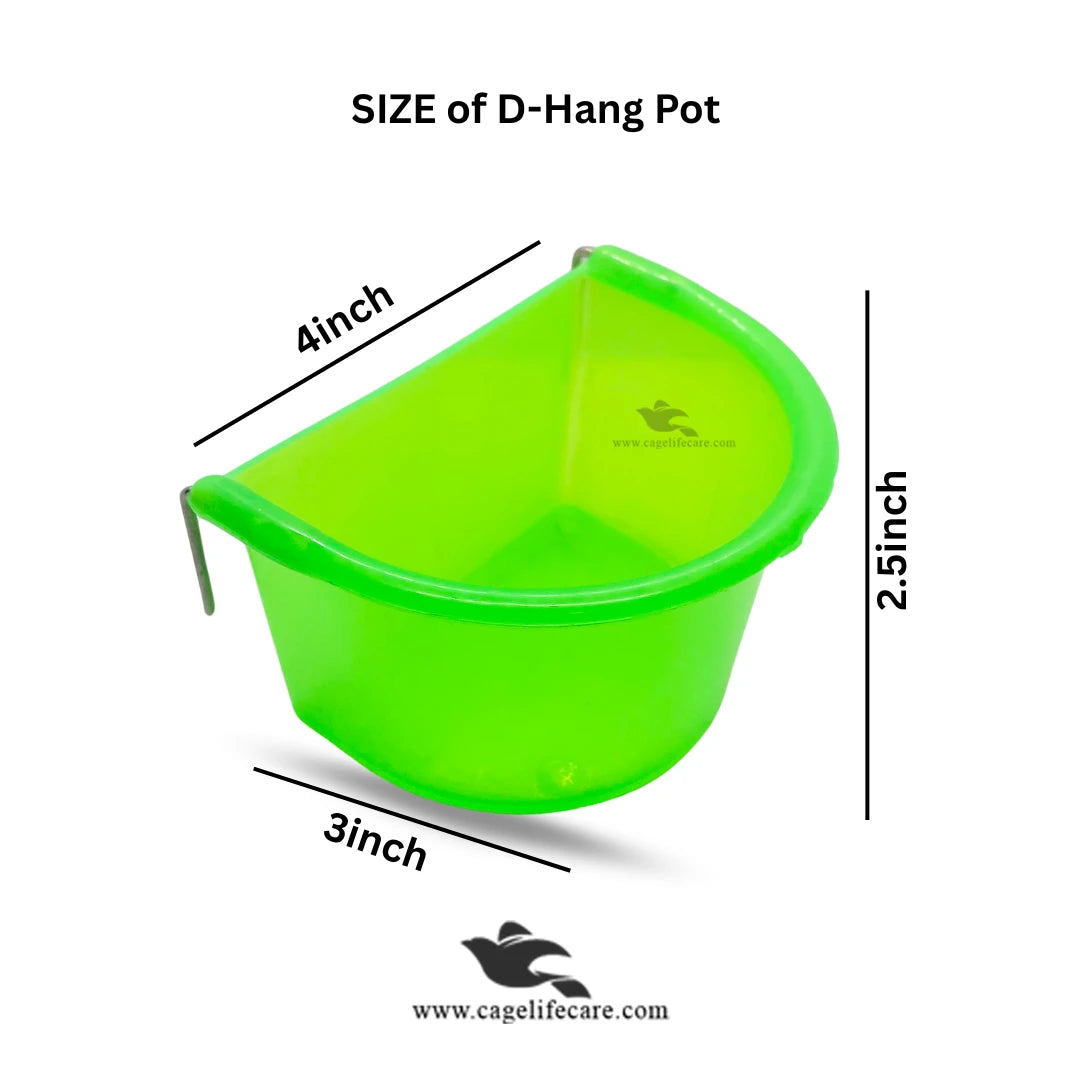 D Shape Plastic Hanging Lock Feeding Pot for Birds