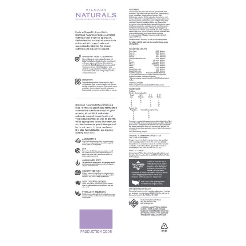 Diamond Naturals Kitten Cat Food – Chicken & Rice Formula