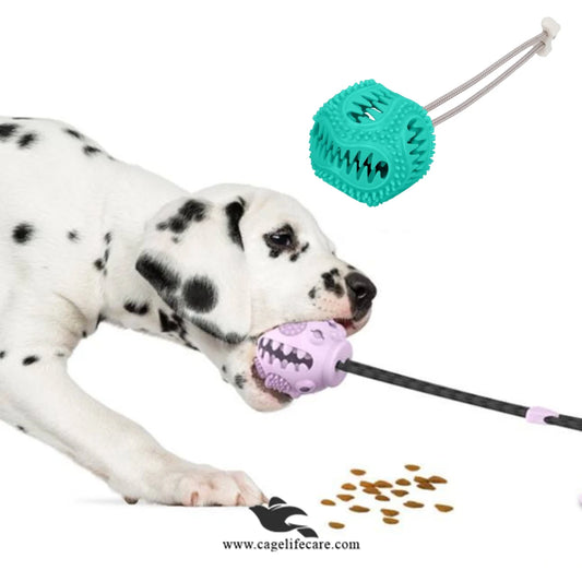 Dog rope ball chew toy with treat dispenser
