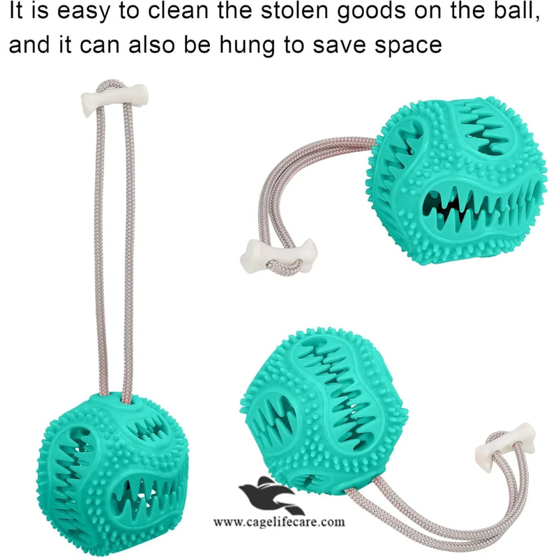 Dog Puppy Chew Toy – Rope Ball Pull & Tug Toy with Treat Dispenser and Teether (LQ005)