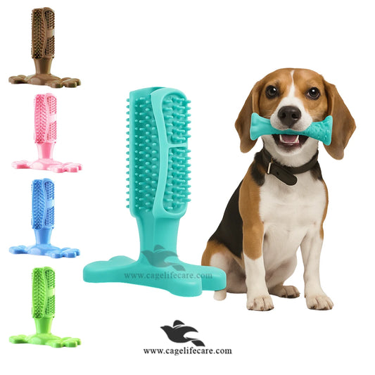 2-in-1 Dog Toothbrush with Teether for Medium & Large Dogs
