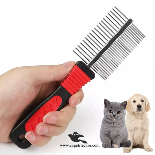 Double-sided grooming comb for cats and dogs