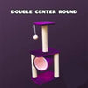 Double Center Round Cat Scratcher with 2 Sits, 1 Round Sit & Play Ball