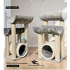 Double Curve Round Cat Scratcher with 2 Curved Sits & Round Hole – 80cm Height
