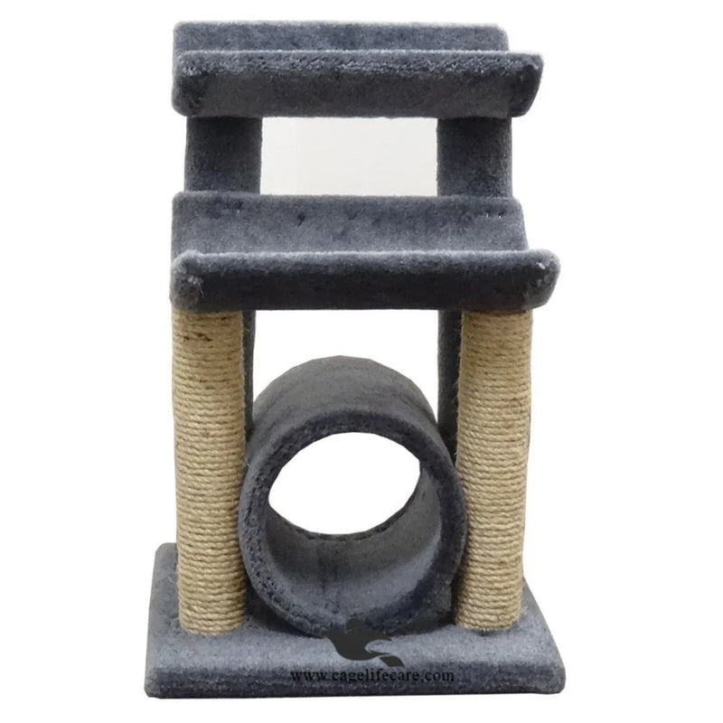 Double Curve Round Cat Scratcher with 2 Curved Sits & Round Hole – 80cm Height