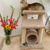 Double Curve Round Cat Scratcher with 2 Curved Sits & Round Hole – 80cm Height