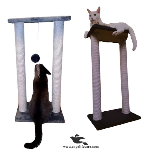 Cat scratch post with two sisal poles and play ball