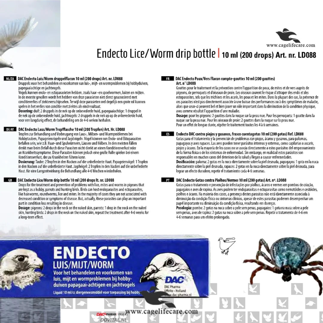 Endecto – Treatment for Lice, Mites & Worms in Birds