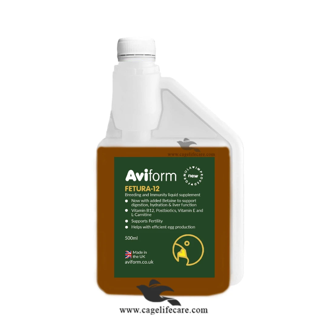 Fetura-12 Liquid – Fertility & Breeding Supplement for Birds 500ml bottle and loose packing