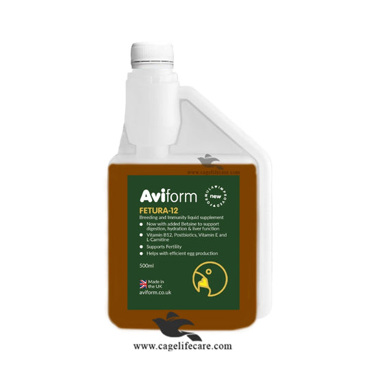 Fetura-12 Liquid – Fertility & Breeding Supplement for Birds 500ml bottle and loose packing