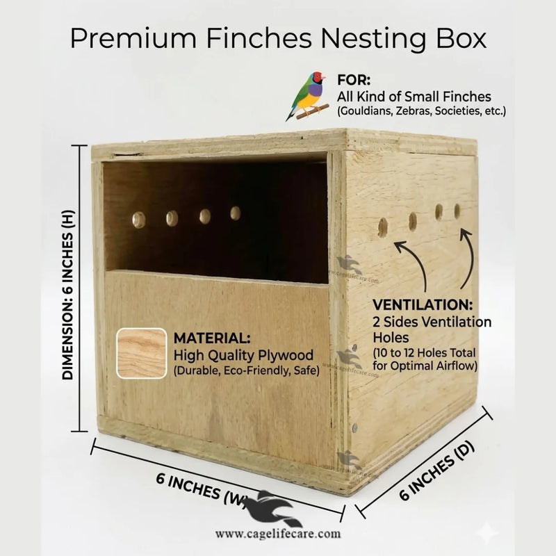 Finches Wood Breeding Box – High Quality Plywood Nesting Box