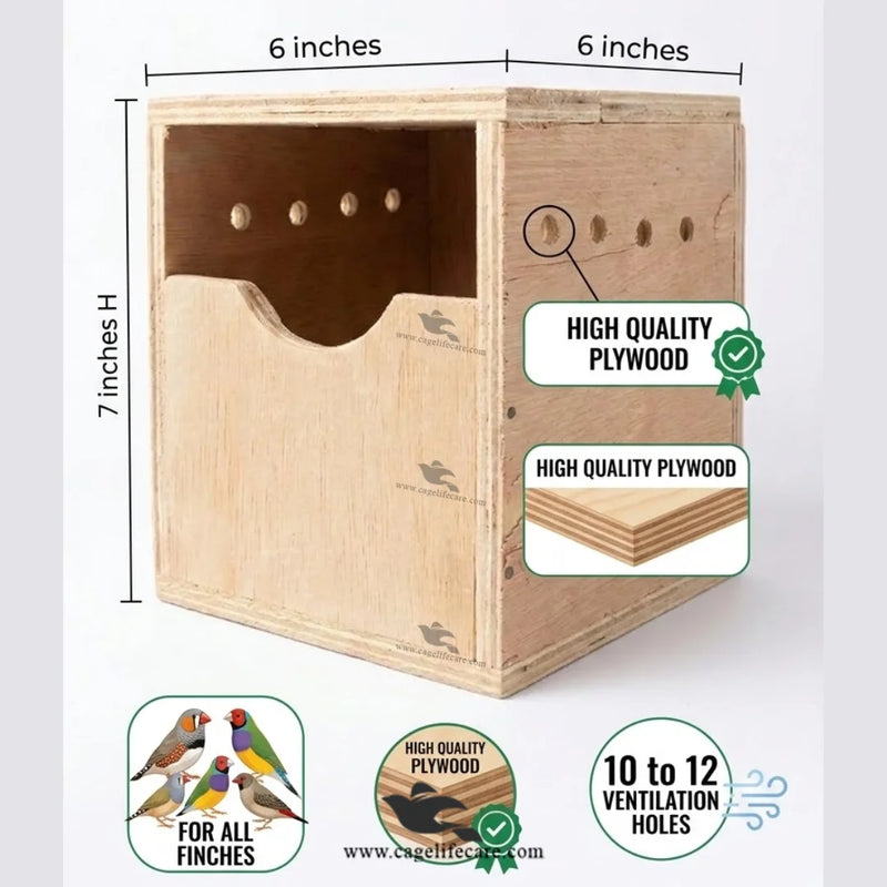 Finches Wood Breeding Box – High Quality Plywood Nesting Box