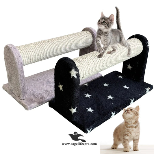 Sisal-wrapped cat scratch post compact design