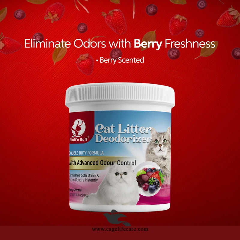 Fluff n Buff Cat Litter Deodorizer – Berry Scent 500g