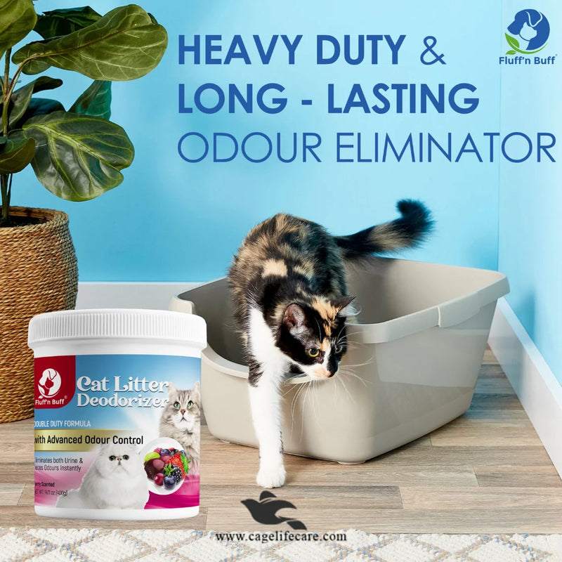 Fluff n Buff Cat Litter Deodorizer – Berry Scent 500g