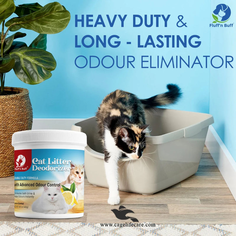 Fluff n Buff Cat Litter Deodorizer – Lemon Scent 500g