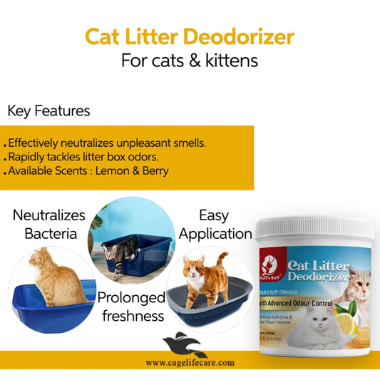 Fluff n Buff Cat Litter Deodorizer – Lemon Scent 500g