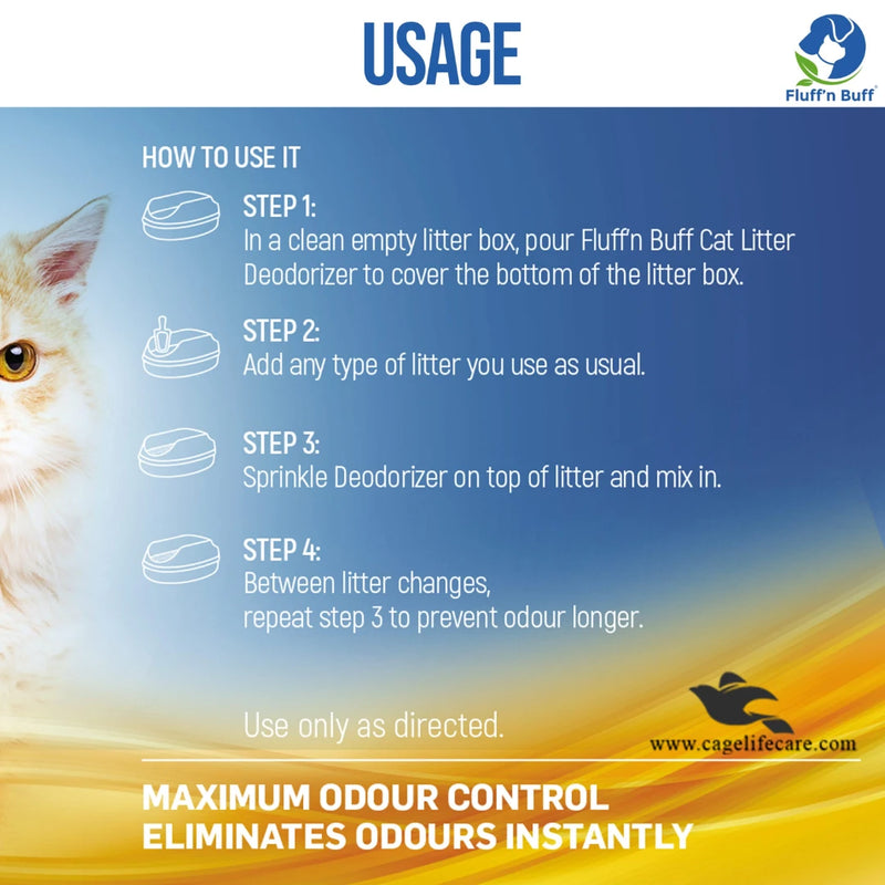 Fluff n Buff Cat Litter Deodorizer – Lemon Scent 500g