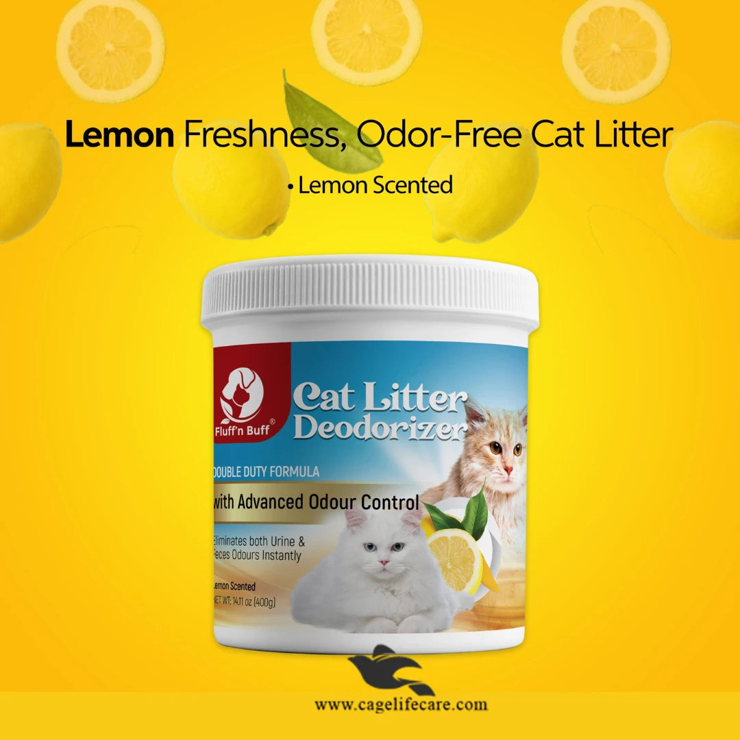 Fluff n Buff Cat Litter Deodorizer – Lemon Scent 500g