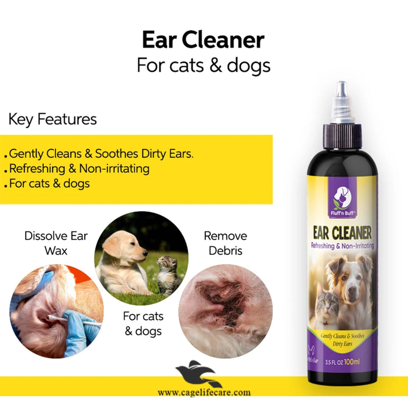 Fluff n Buff Ear Cleaner for Cats & Dogs – 100 ml