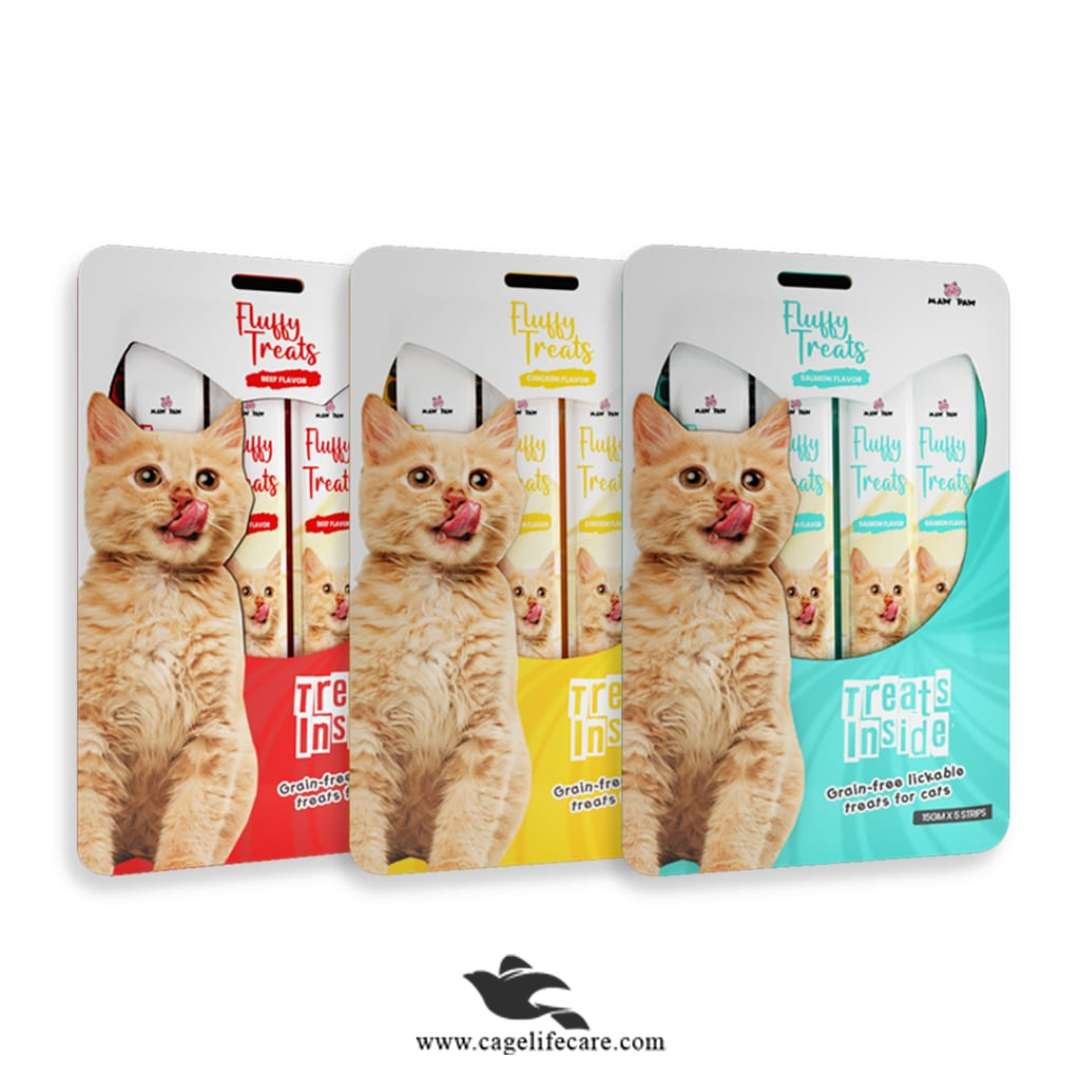 Fluffy Creamy Lickable Cat Treat – Salmon  Chicken and beef