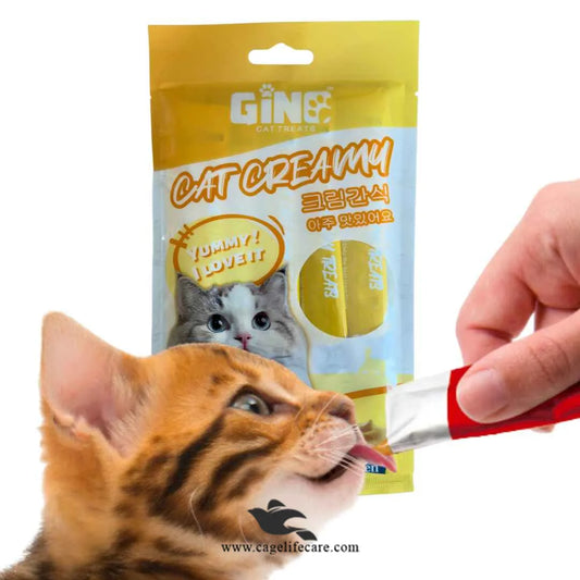 Gino Creamy Lickable Treats for Cats – Chicken, Tuna & Salmon (15g Stick)