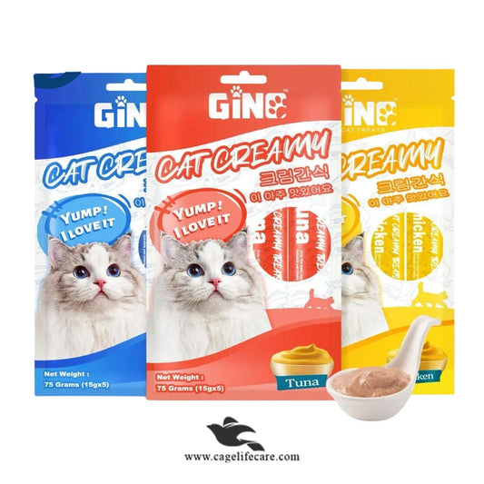 Gino Creamy Lickable Treats for Cats – Chicken, Tuna & Salmon (75g)