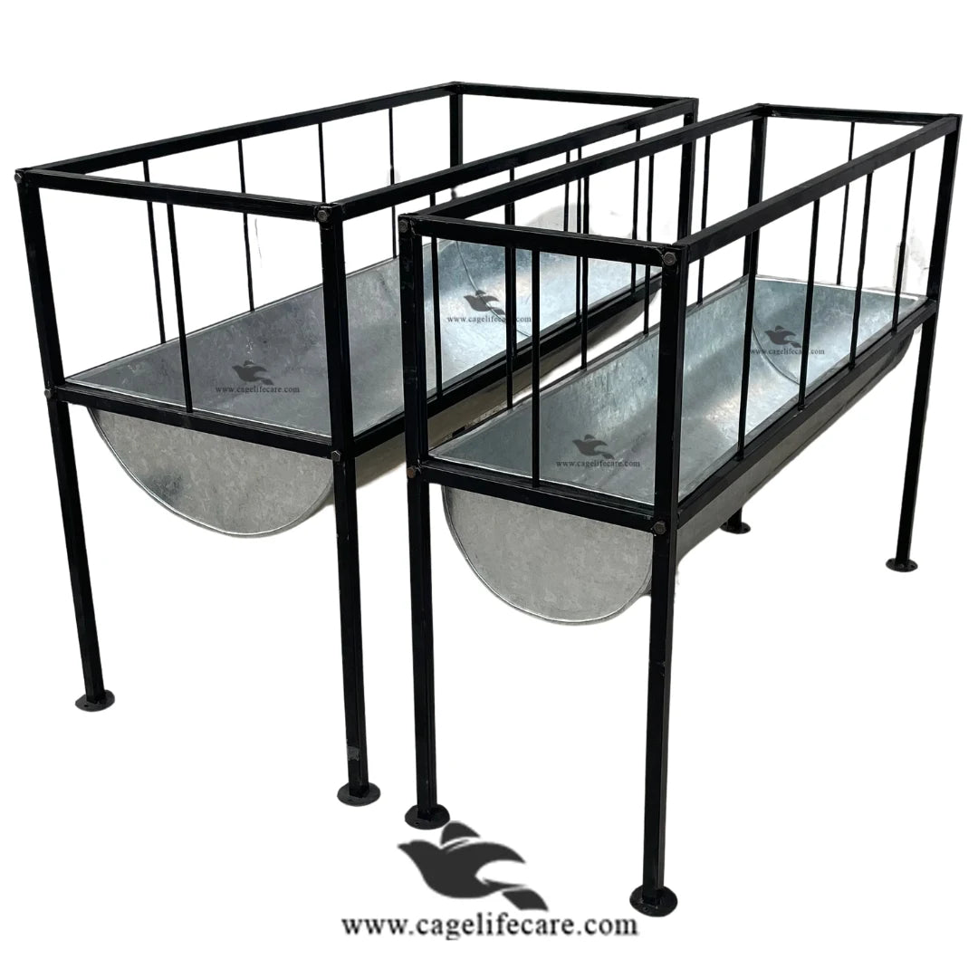 Goat & Sheep Grill Steel Feeding Bucket with Foldable Stand (12 inch)