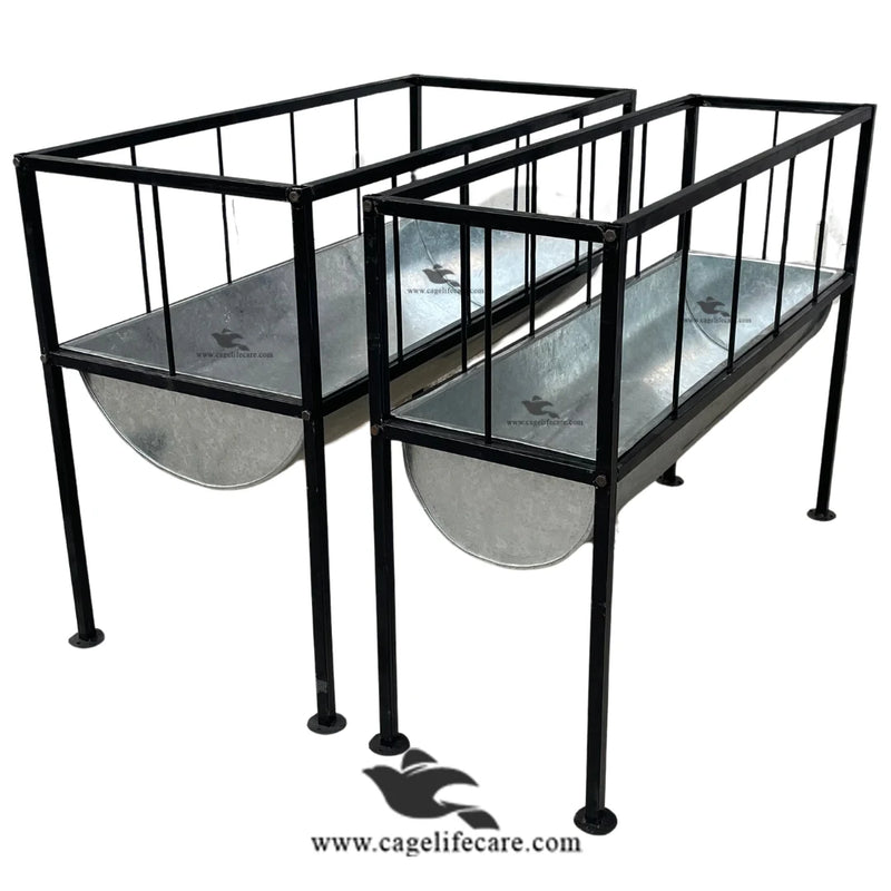 Goat & Sheep Grill Steel Feeding Bucket with Foldable Stand (12 inch)