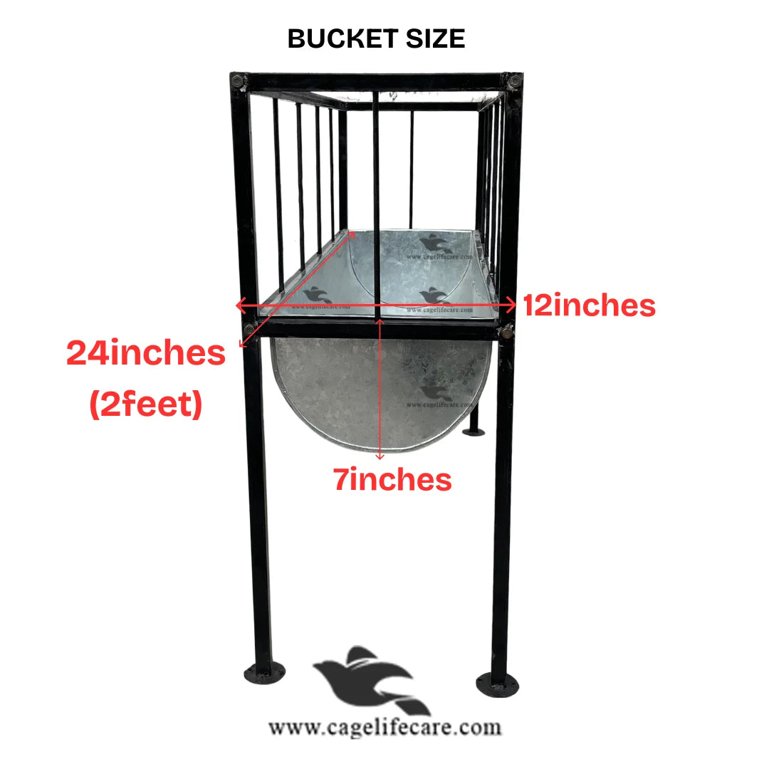 Heavy Duty Goat Feeding Bucket with Grill Separator Stand